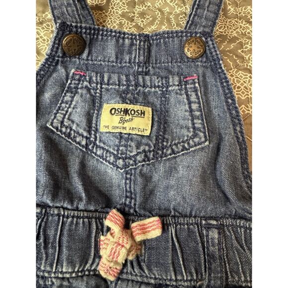 6M OshKosh B' Gosh Light Denim Bib Overalls Blue Jean Jogger Style Drawstring - Picture 11 of 11